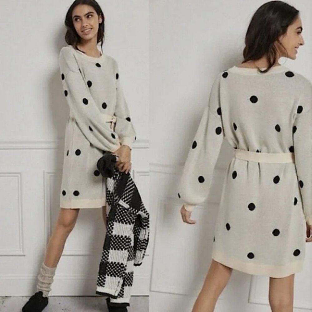 Anthropologie Emilie Tunic Sweater Dress Polka Dot by Saturday Sunday